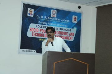Delivering a lecture on Role of Media in changing Socio-Political and Technological environment at Dr BR Ambedkar college Hyderabad May 2024