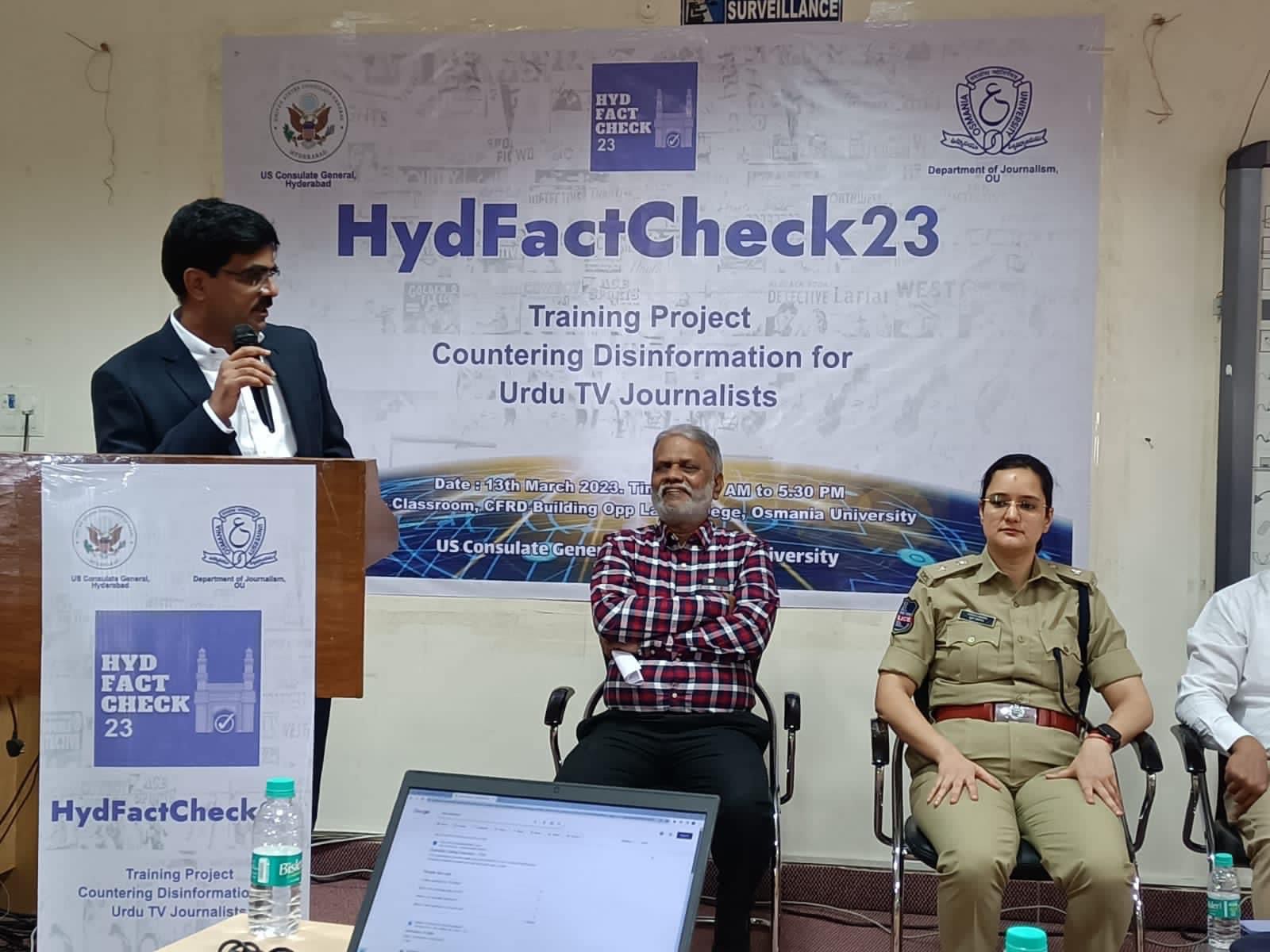 Maulana Azad National Urdu University, Osmania University and US consulate “Countering disinformation for Urdu TV journalists” workshops held in the city twice so far #hydfactcheck23 Lead trainer for the Urdu journalists